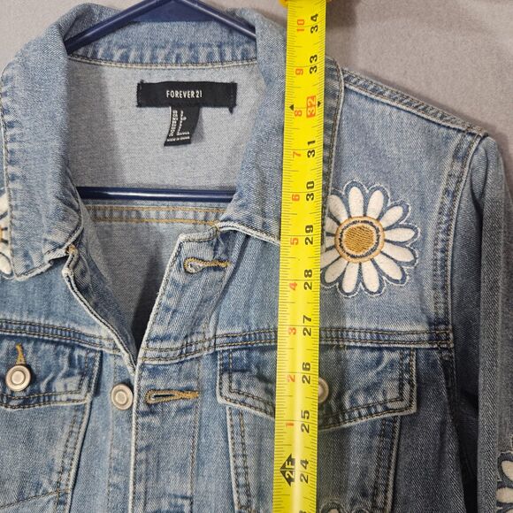 Upcycled Embroidered Denim Jacket with Sunflowers Size Small Cottage - Picture 6 of 7